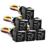 6 Pack Automotive Relay Harness Set 5-Pin 30/40A 12V SPDT with Interlocking Relay Socket and Harnesses